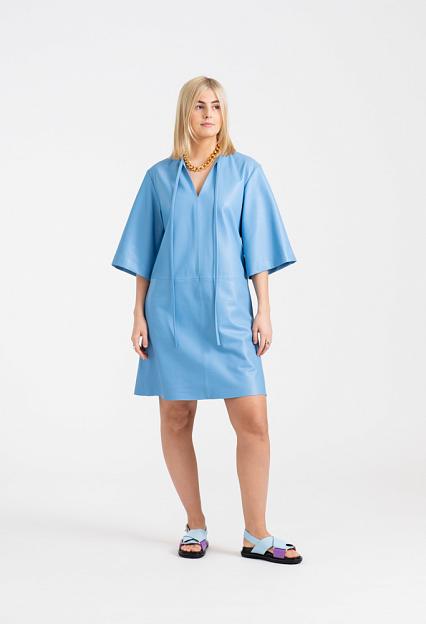 JOSEPH Delphine Dress Nappa Leather Sky Blue